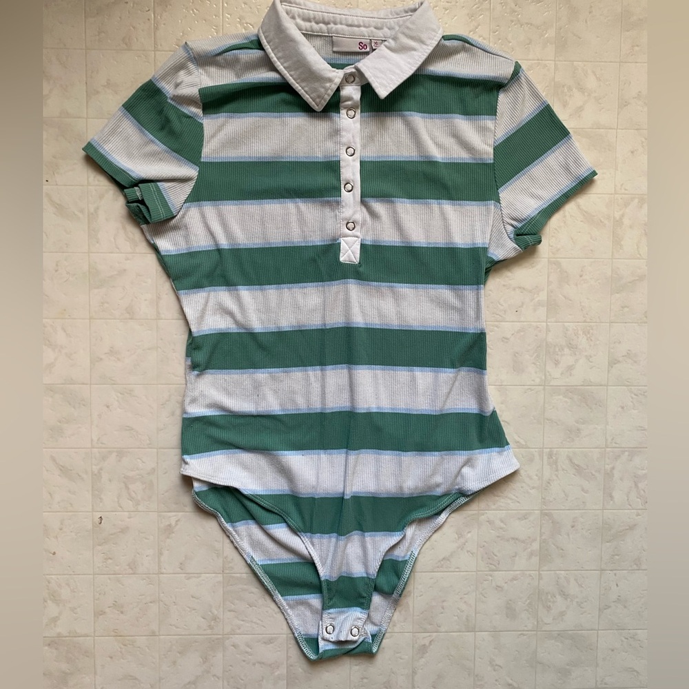 Striped short sleeve one piece